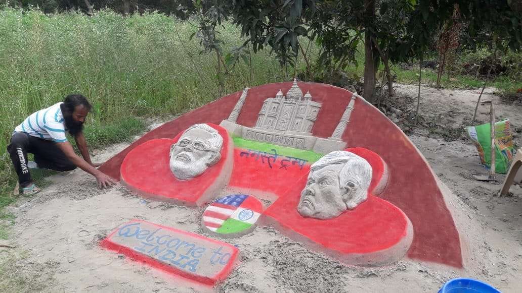 Sand Artist uniquely said 'Namaste Trump'
