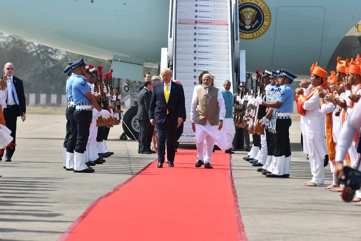 Donald Trump Melania Trump Ahmedabad India visit photos, PM Narendra Modi welcome US President