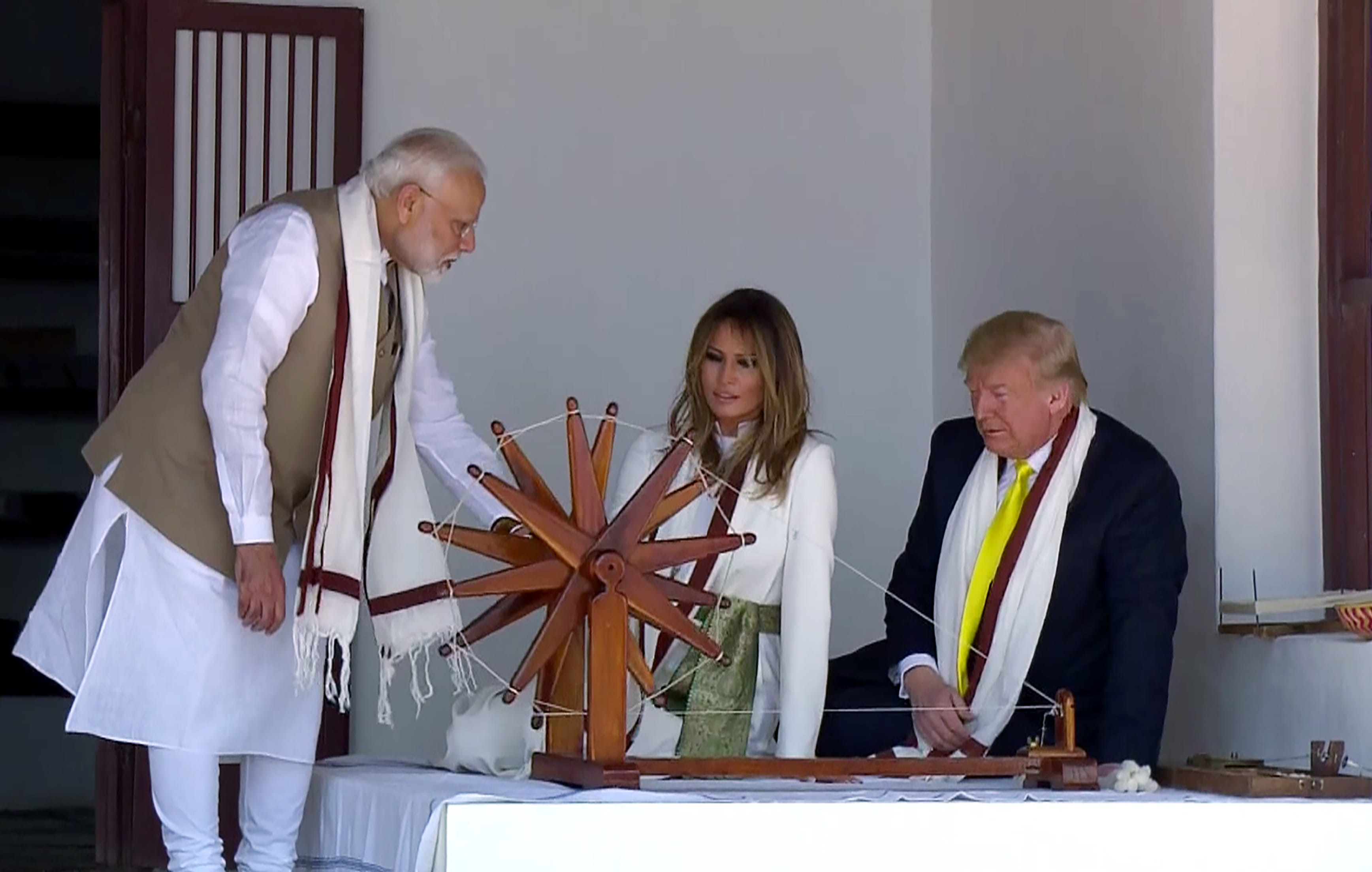 Donald Trump Melania Trump Ahmedabad India visit photos, PM Narendra Modi welcome US President