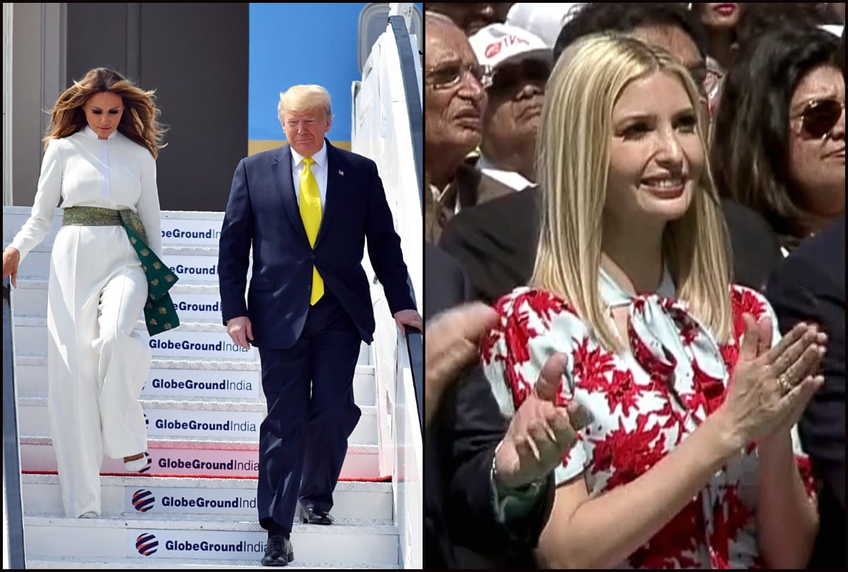 Donald Trump Melania Trump Ahmedabad India visit photos, PM Narendra Modi welcome US President