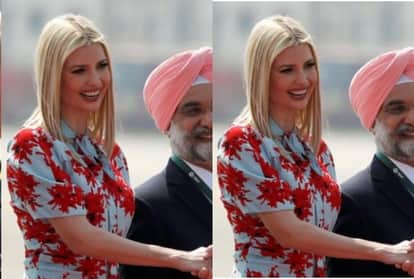 melania trump dress in white jumpsuit with donald trump india visit