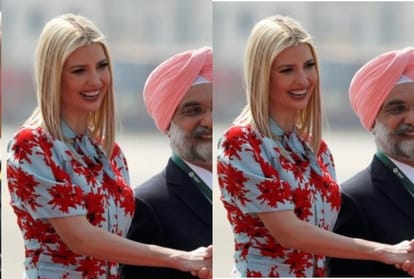 melania trump dress in white jumpsuit with donald trump india visit
