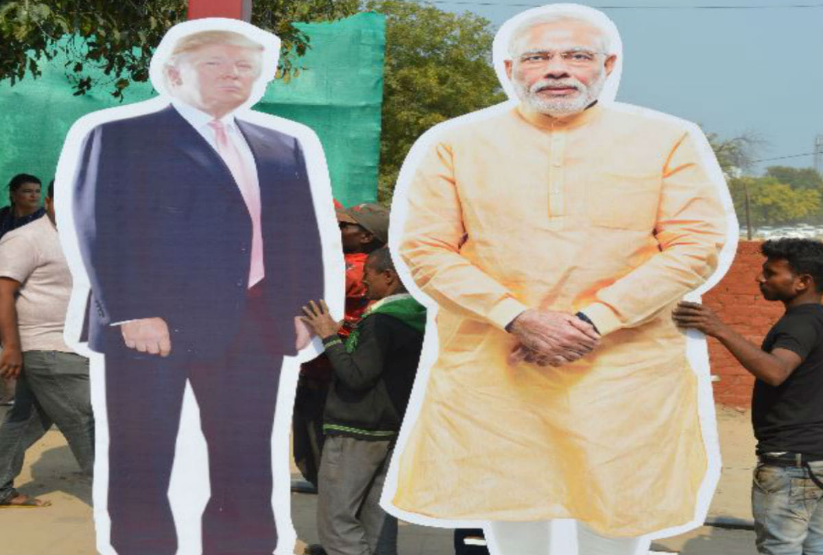 Donald Trump India Visit update Modi Trump hoardings in agra