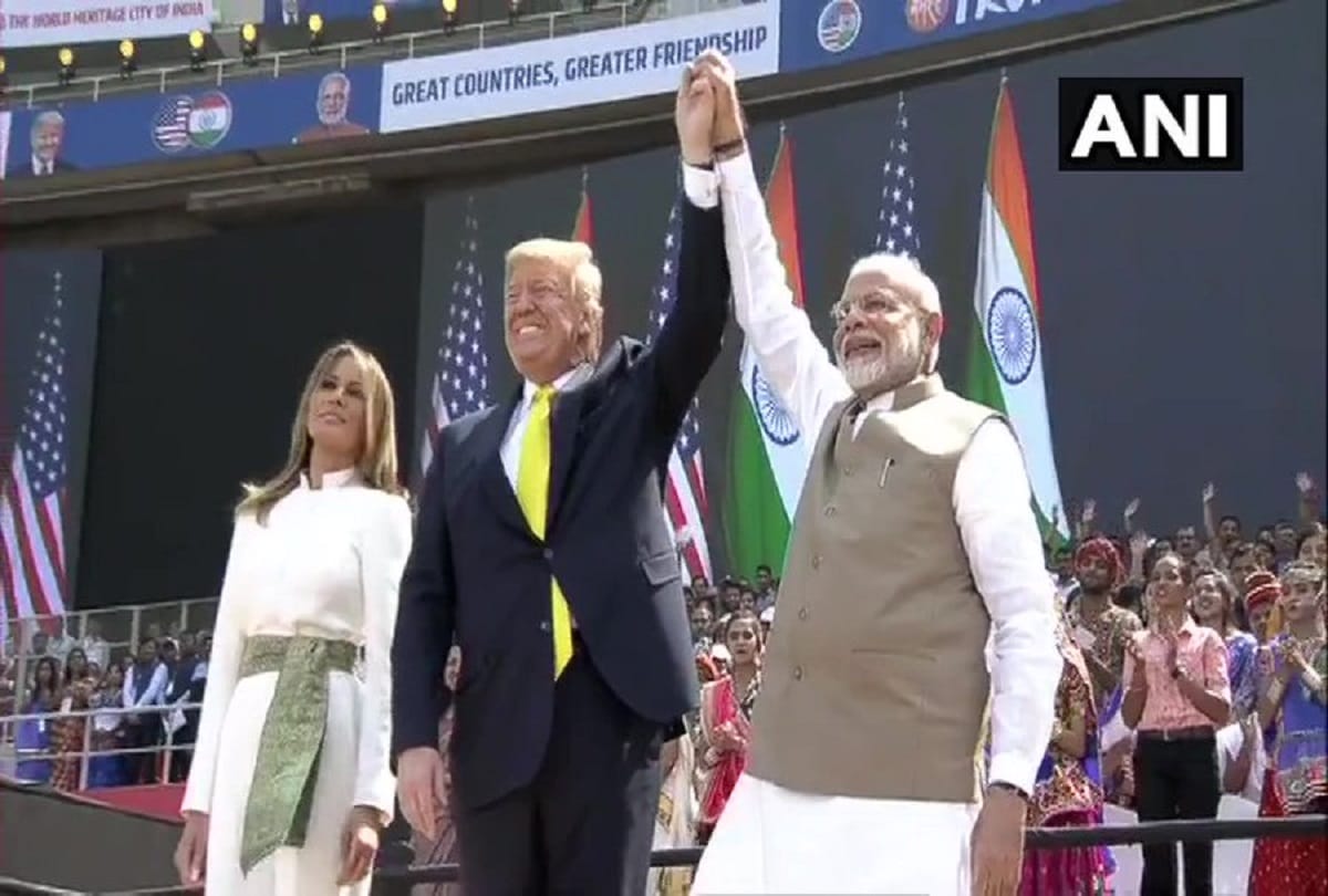 Donald trump India visit PM Narendra Modi Namaste Trump event Motera Stadium Ahmedabad