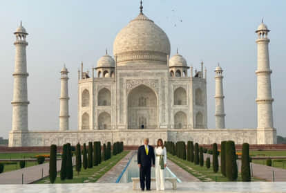 UP Governor and Cm Yogi Adityanath reached Agra for Donald Trump Welcome