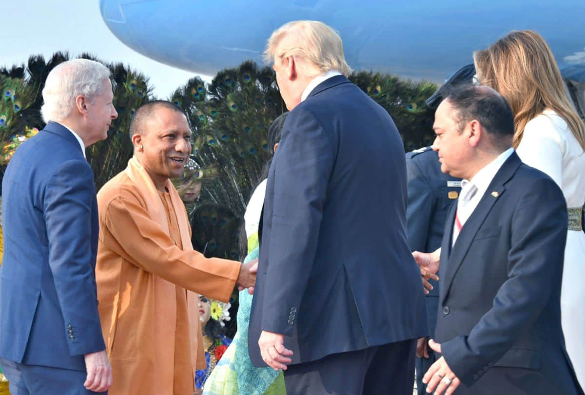 Up Cm Yogi Adityanath Gifts Portrait To Donald Trump