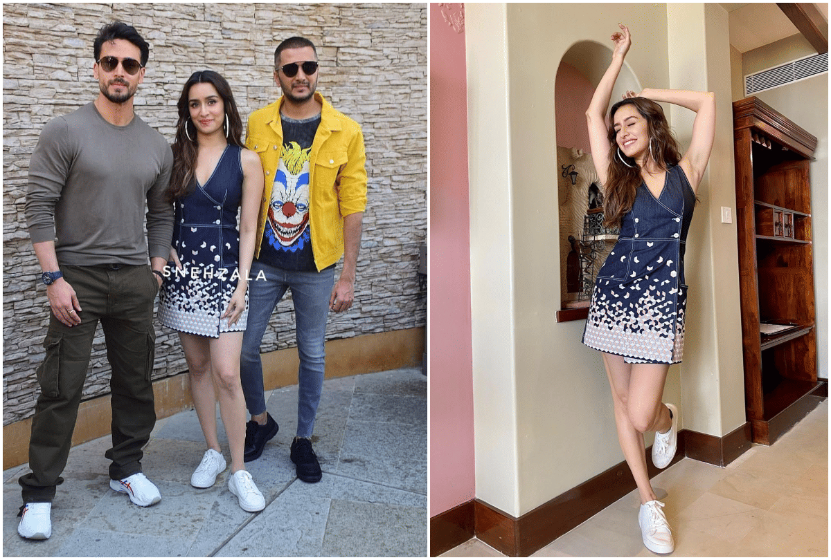 shraddha kapoor looks like a college girl in blue dress and sneakers baaghi 3 promotion
