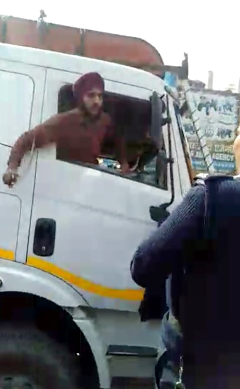 The driver attacked with a sword when asked to stop the truck
