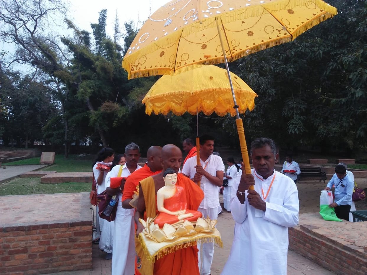 The worshipers from Sri Lanka performed special worship in Buddhist taposthali
