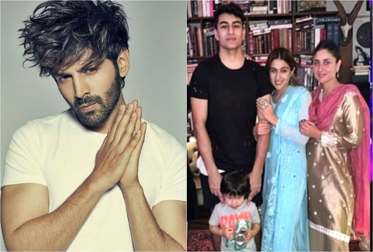 kartik aaryan meeting with Kareena Saif Ali Khan munchkin and Sara Ali Khan brother Taimur Ali Khan
