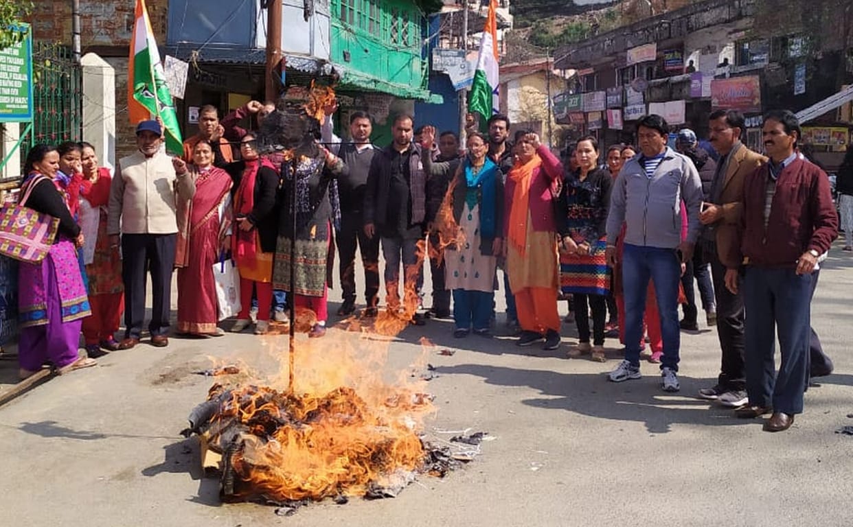 Women's Congress burnt effigy of BJP government
