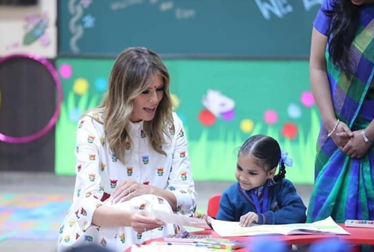 us president donald trump wife melania trump happy to see bhangra of the children