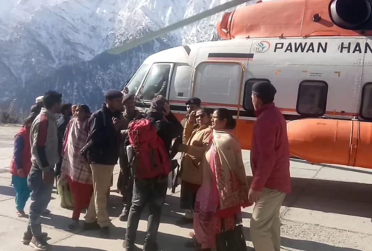Helicopter service flight from Pangi to Kullu Bhuntar Himachal Pradesh