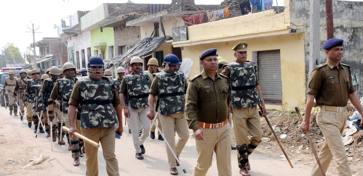 police march in sambhal