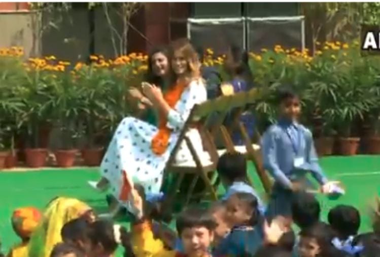 us president donald trump wife melania trump happy to see bhangra of the children