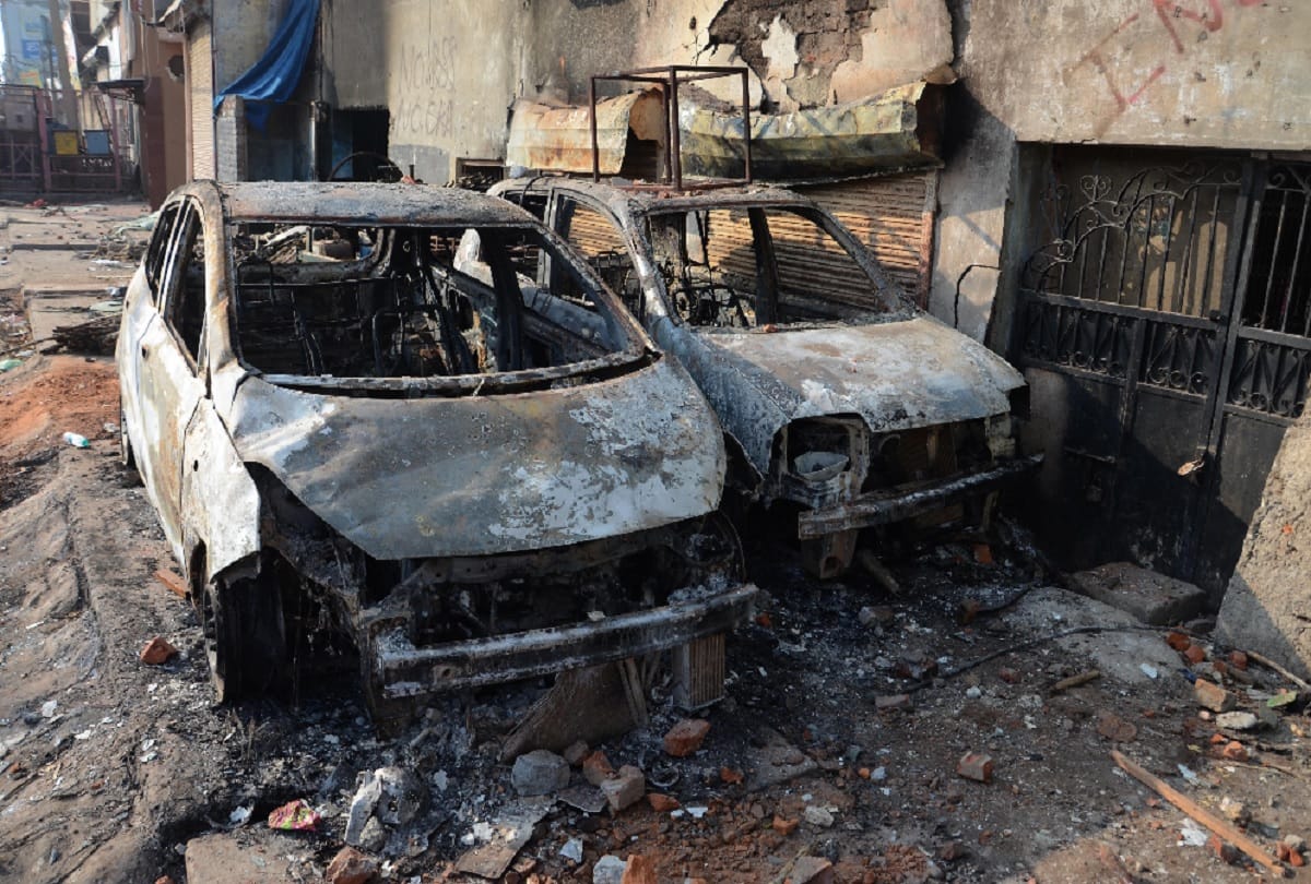 JCB also reduced to clean junk in delhi violence