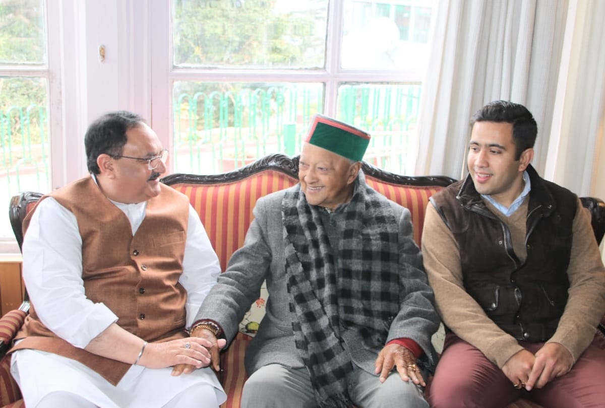 bjp president jp nadda calls on virbhadra singh at shimla