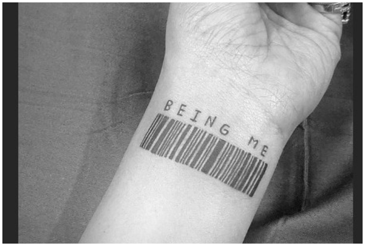 Qr Code or Barcode Tattoo with Name on Hand Editorial Stock Image - Image  of tattoo, name: 156469454