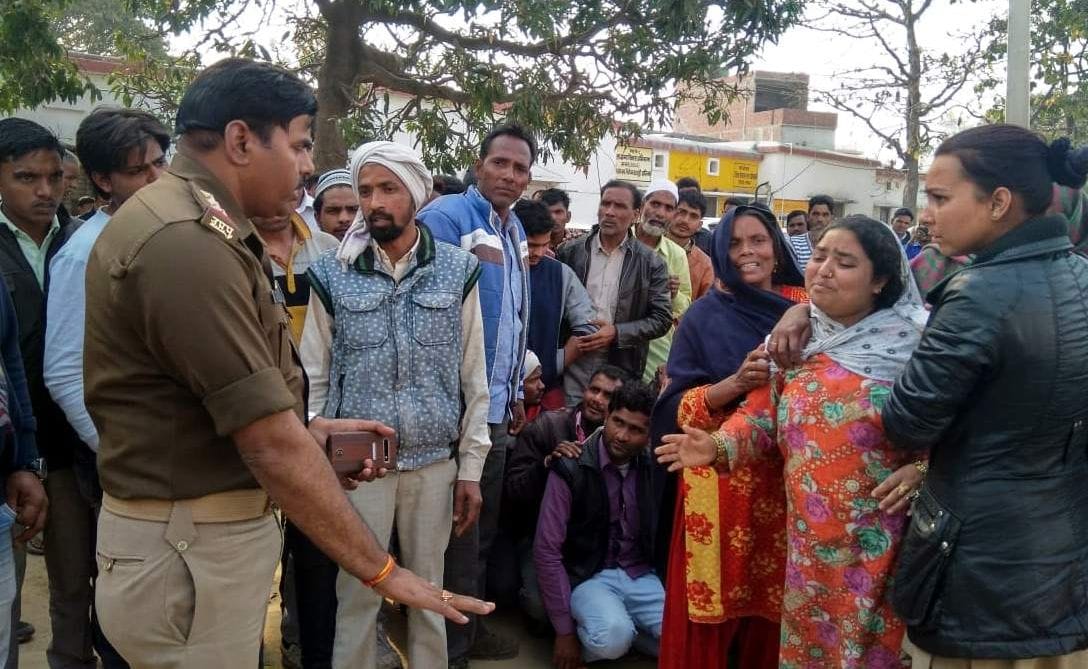 protest on child death in sambhal
