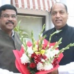 cm jairam thakur meets  Petroleum minister Dharmendra Pradhan