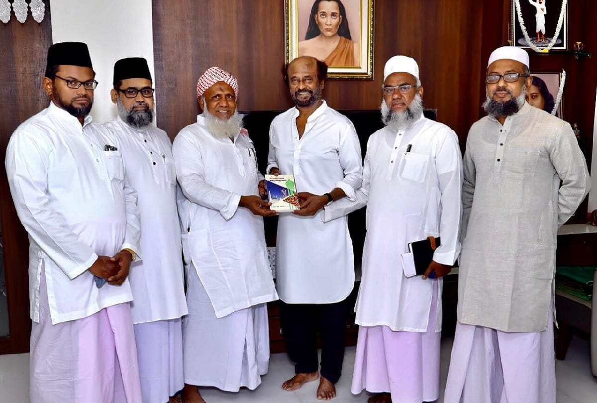 A delegation of Tamil Nadu Jamathul Ulama Sabai met Rajinikanth at his residence in Chennai