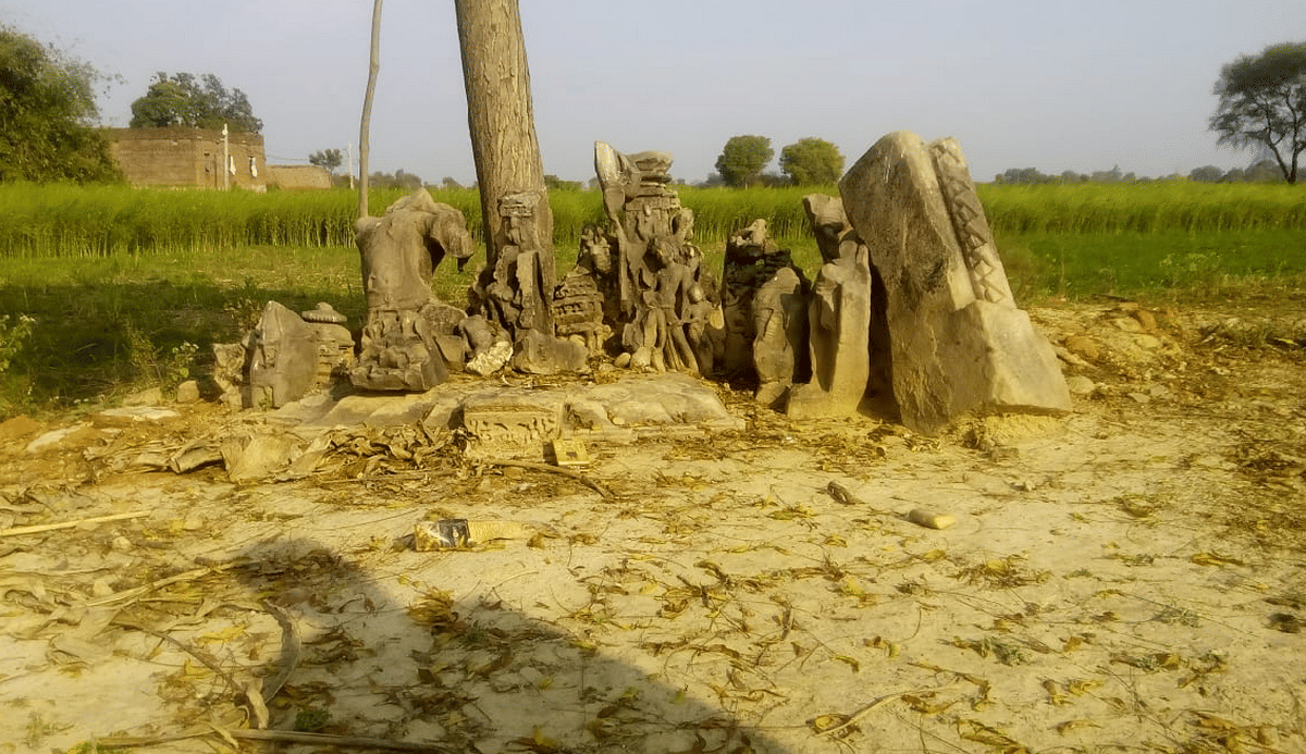 Gupta-carved brick wall found in Matigaon, Chandauli