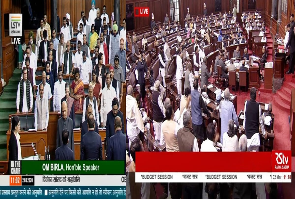 Budget Session second phase Congress, AAp TMC MP protest in Parliament premises over Delhi Violence