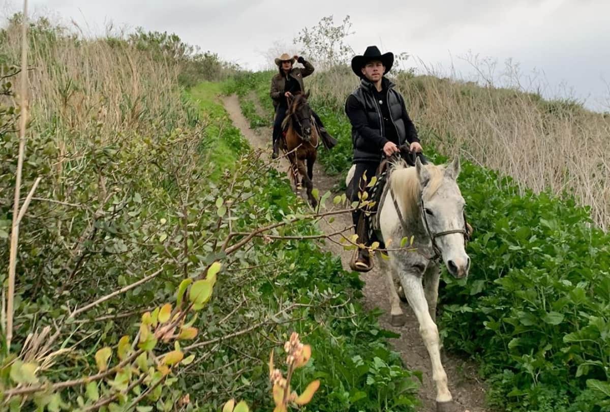 priyanka chopra and nick jonas enjoying and horse riding