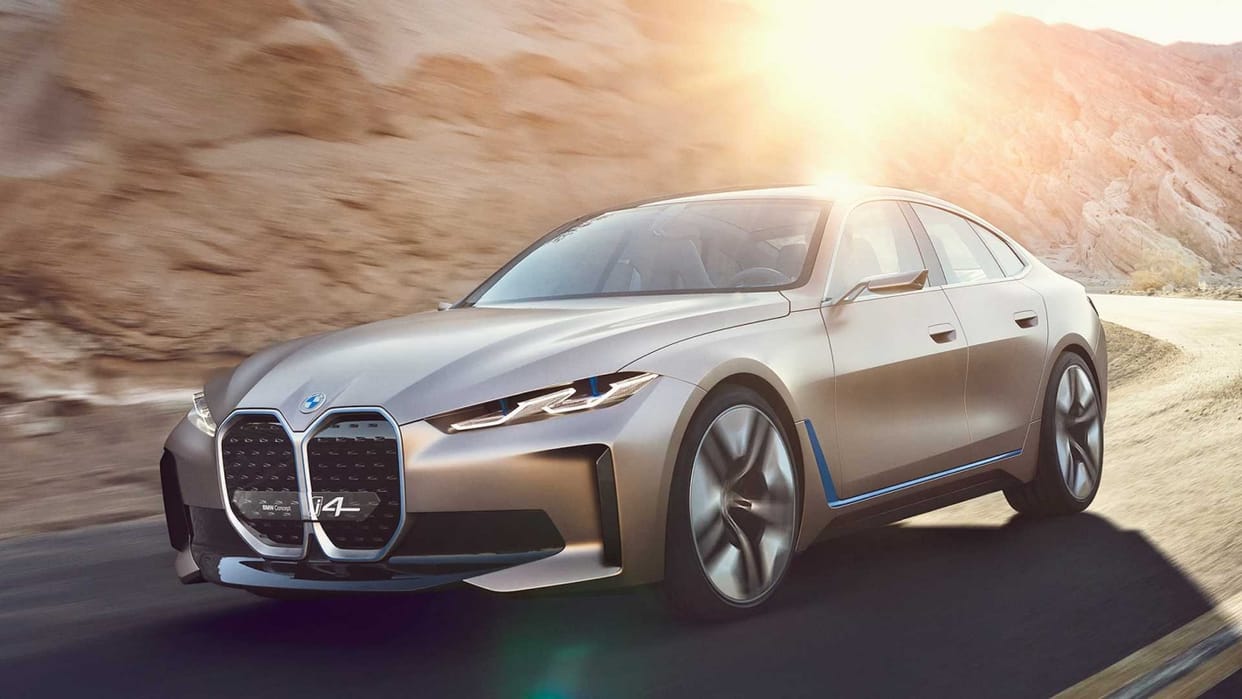 electric car bmw concept i4 electric vehicle bmw electric car sedan to compete tesla model 3