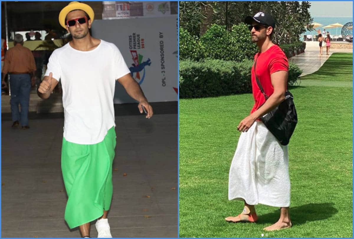 hrithik roshan shares a photo wearing towel and compare to ranveer singh