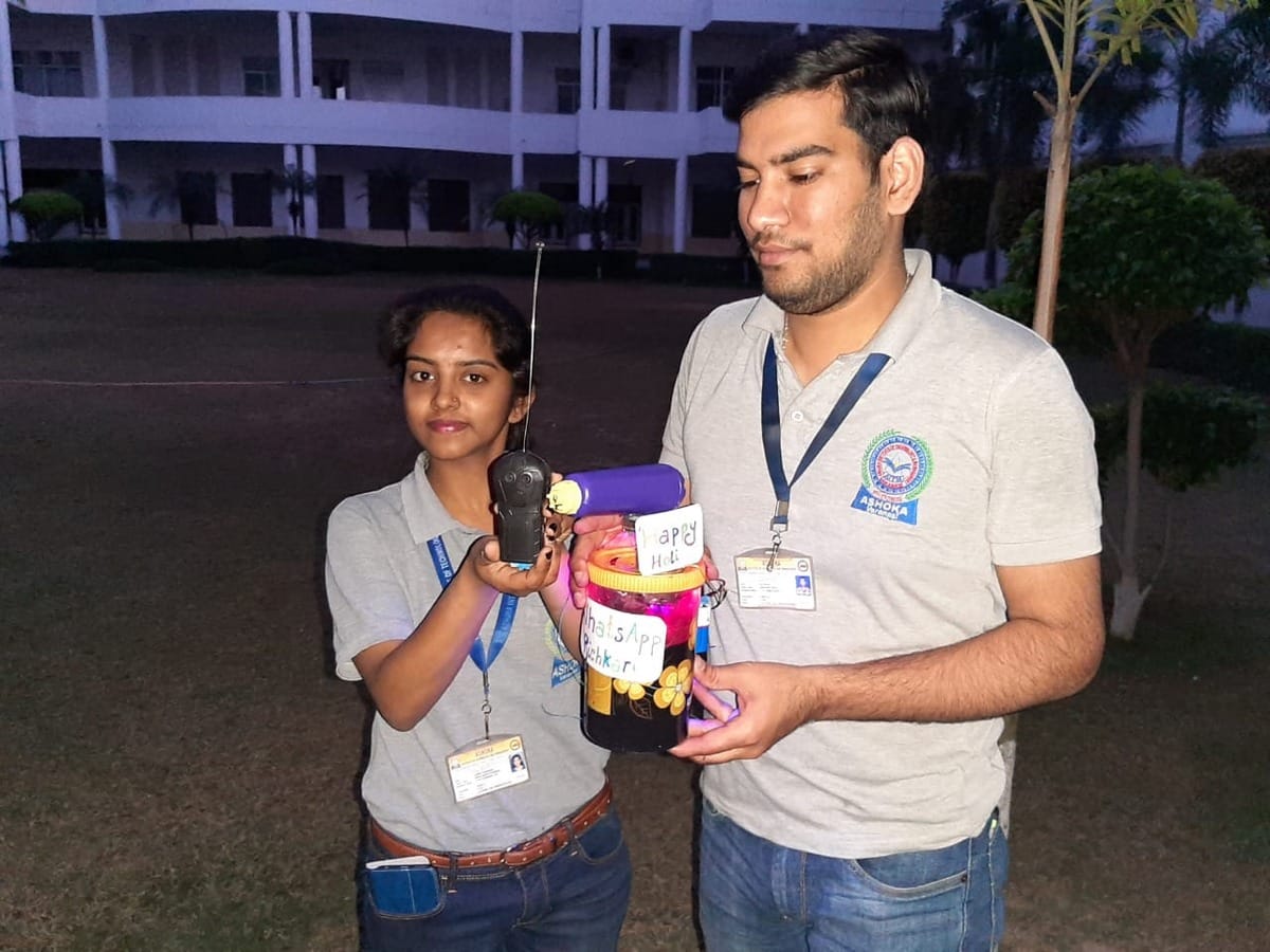 Ashoka Institute Pahadia Students made high tech pitchers on holi varanasi