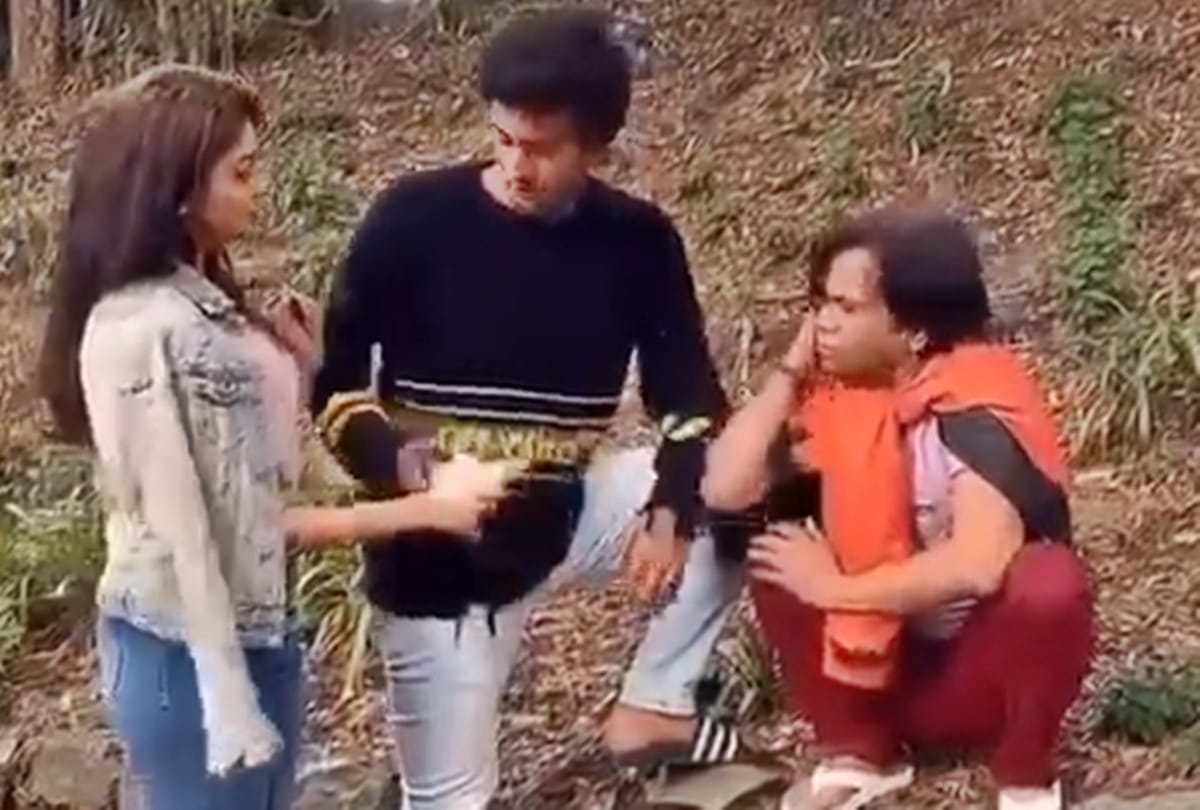 viral video of Meezaan Jaffrey slapping Rajpal yadav due to Pranitha Subhash
