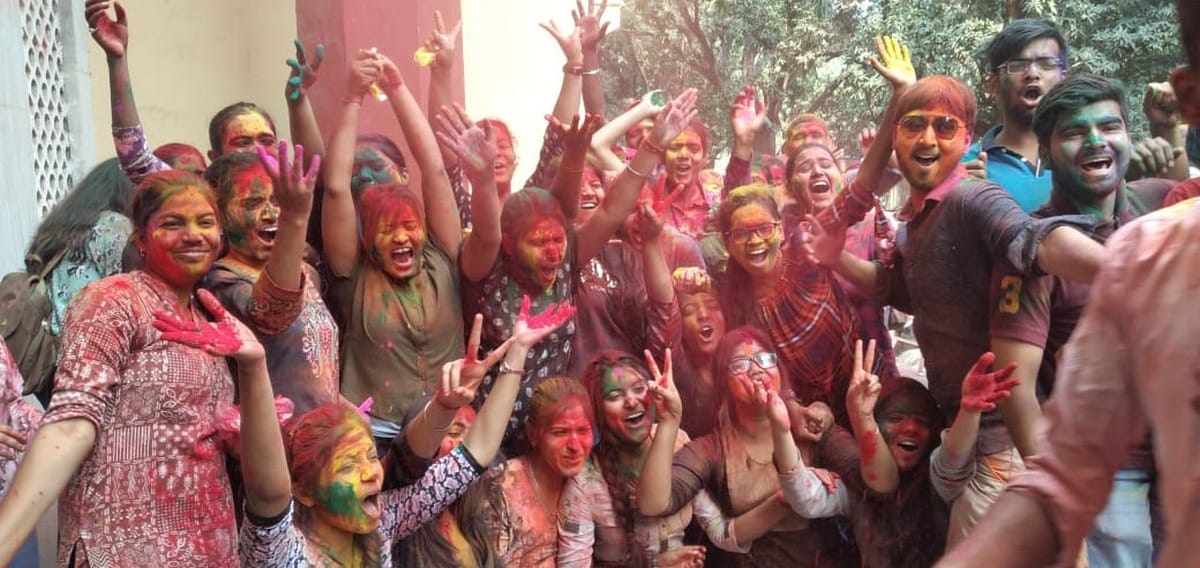 Student Holi play in college bhu varanas