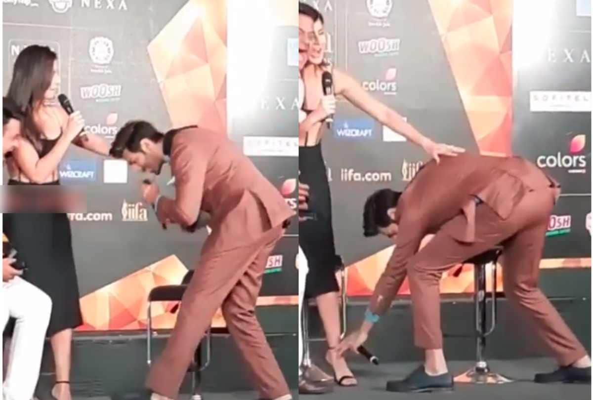 kartik aaryan touch feet to katrina kaif at iifa 2020 press conference