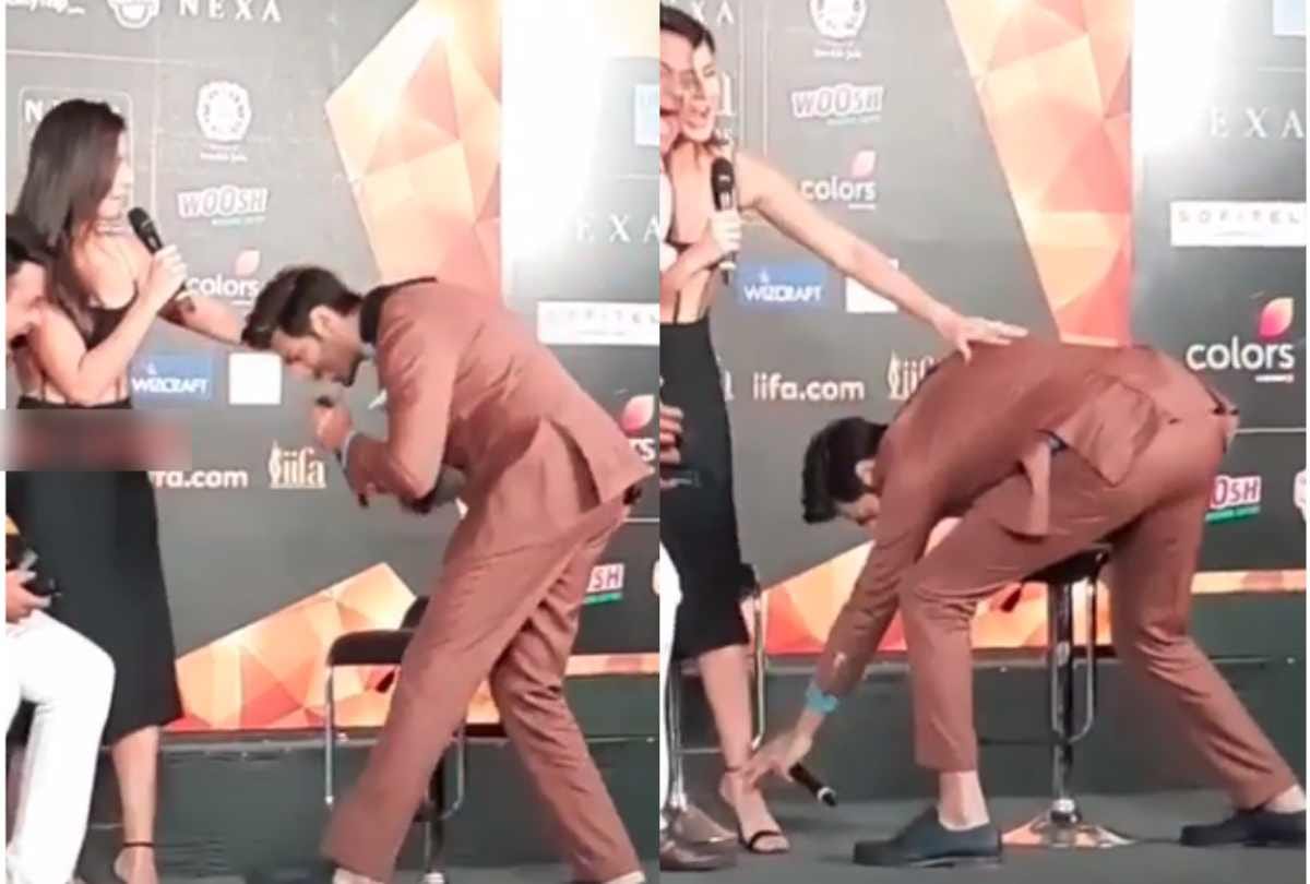 kartik aaryan touch feet to katrina kaif at iifa 2020 press conference