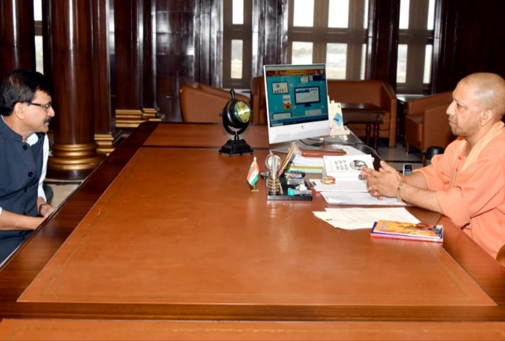 Shivsena leader Sanjay Raut meets to Chief Minister Yogi Adityanath.
