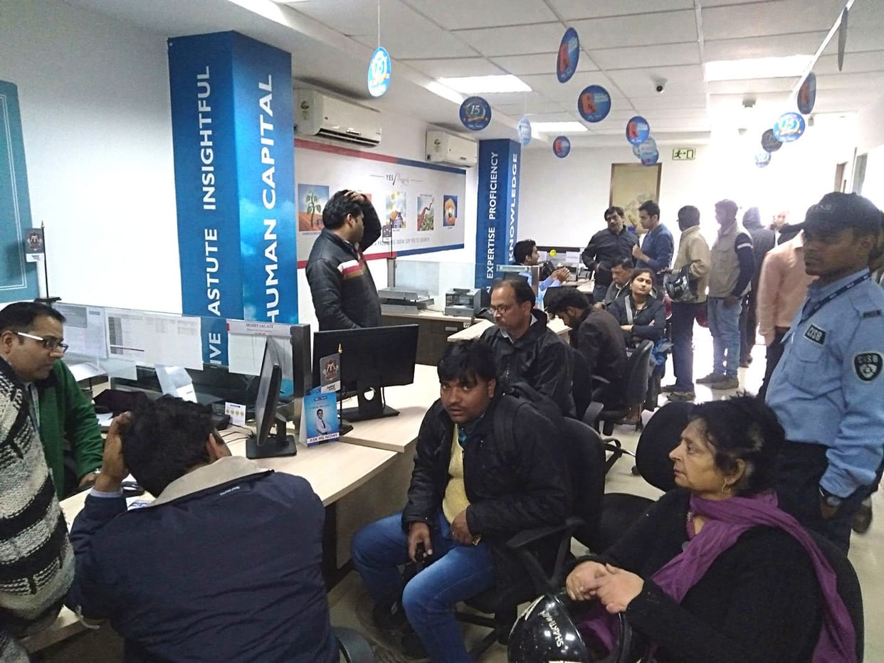 Long queues outside Yes Bank branches