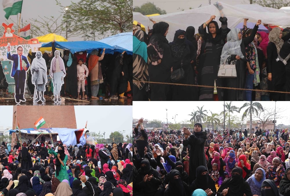 Women protest continue even during rain on Ghantaghar   in Lucknow.