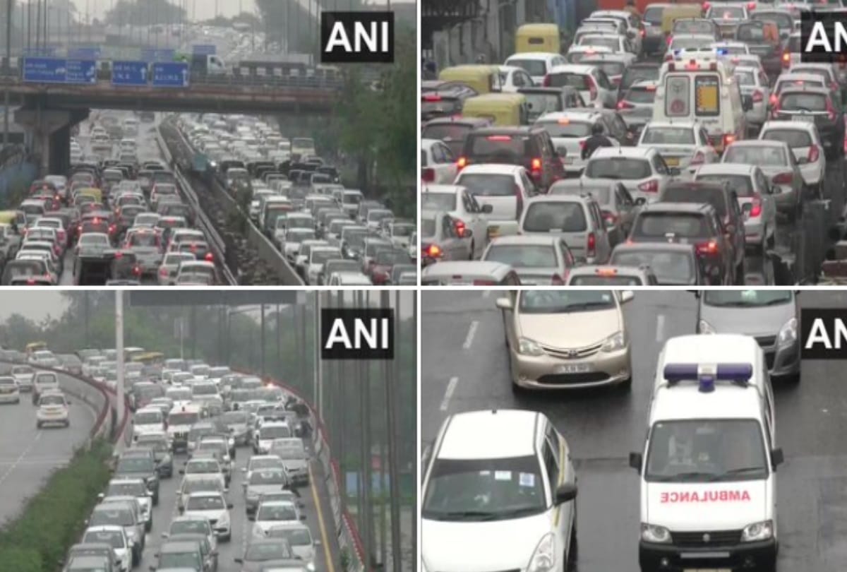Delhi NCR Weather Forecast: heavy rainfall and hail storm now heavy traffic on roads see photos