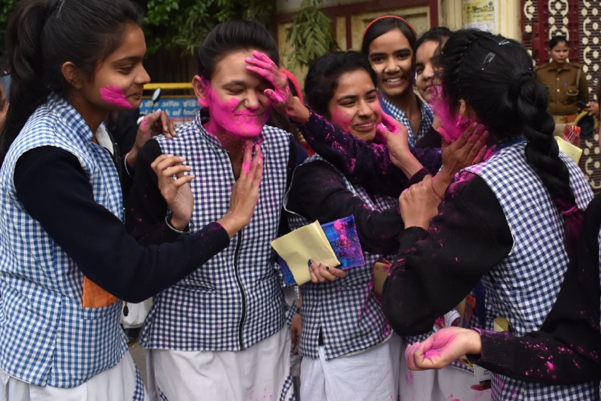 Holi 2020: student played holi with their friends as Exams get over today