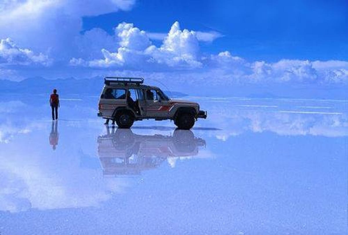 Worlds largest salt field Salar de Uyuni in southwest Bolivia