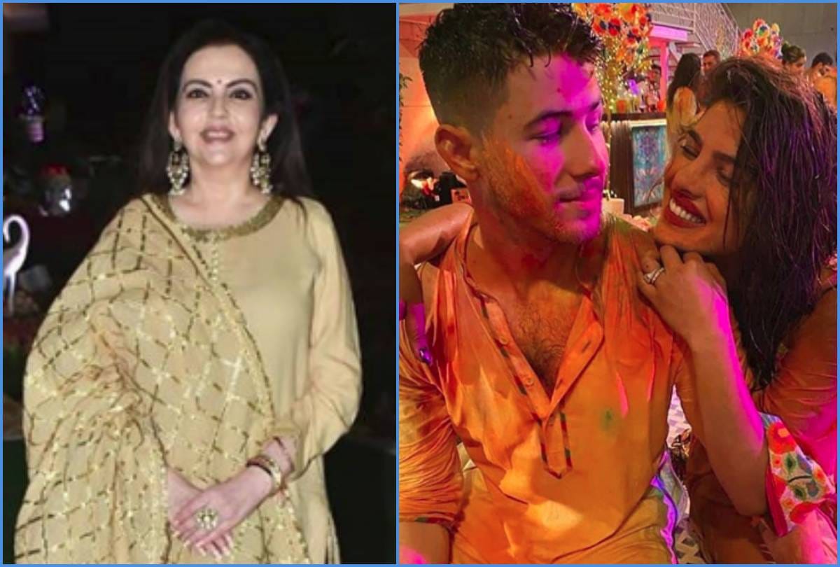 priyanka chopra and nick jonas celebrate holi at ambani party