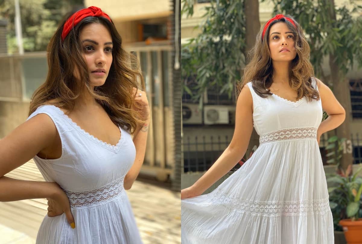 anita hassanandani shares her stylish pic in kaftan dress to purple shirt