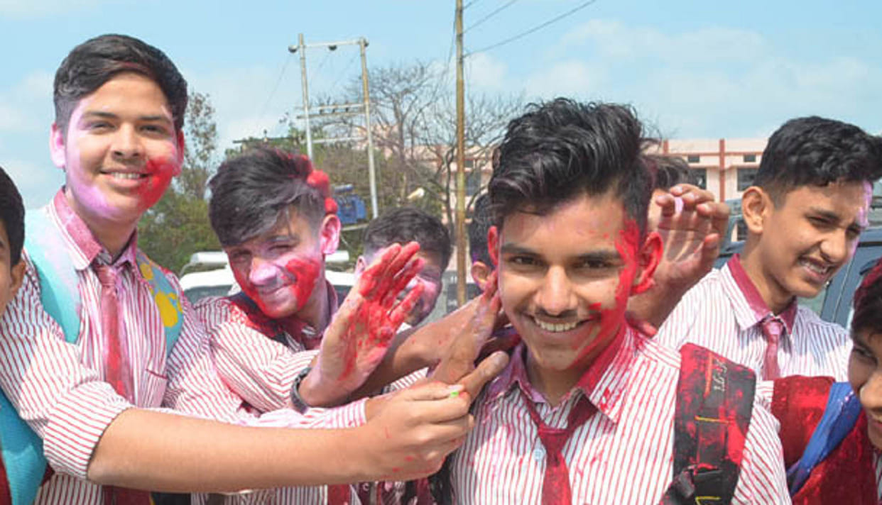 Students blew Gulal, enjoyed Holi