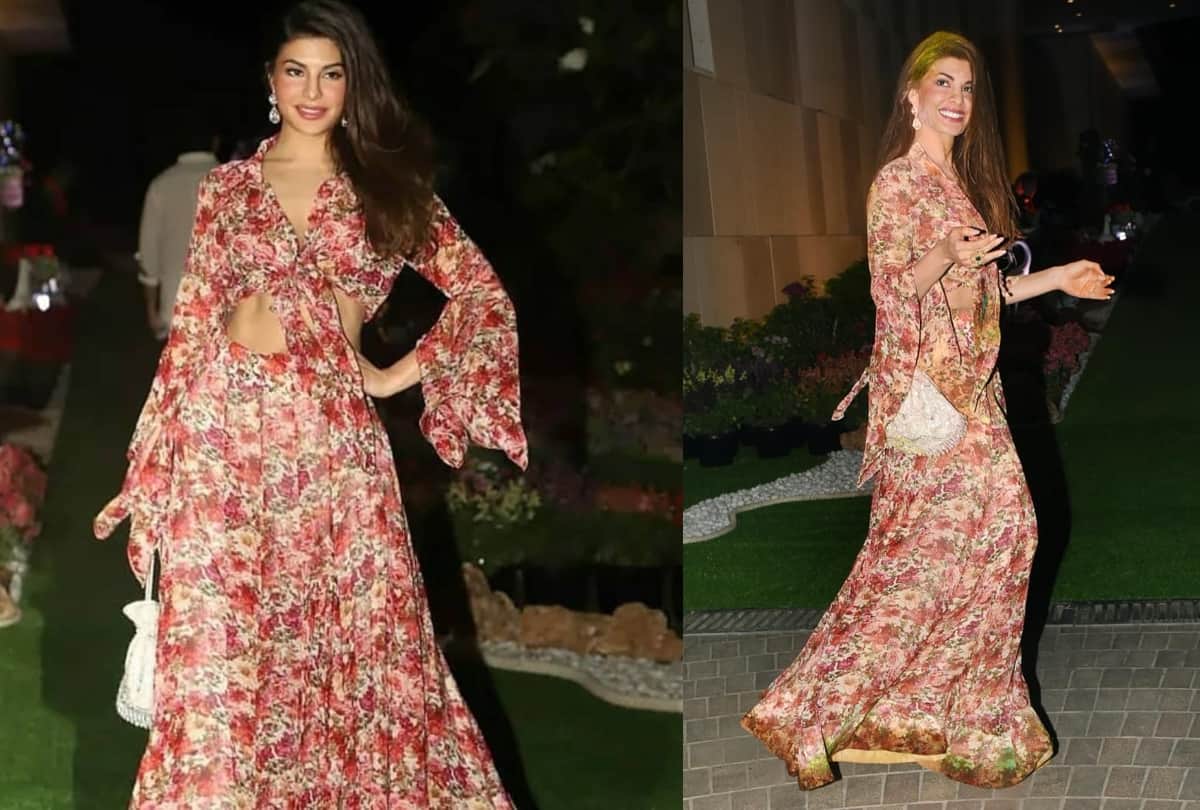 jacqueline fernandez wears beautiful white colorful lehenga in holi party