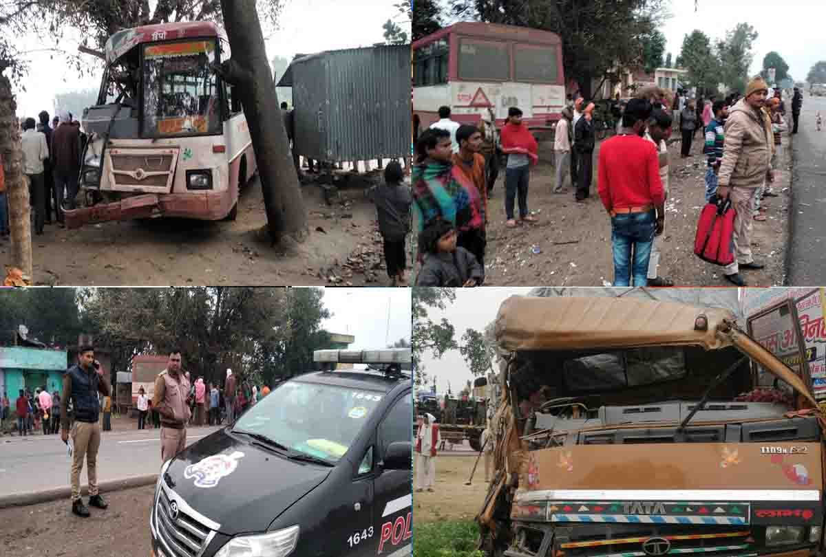 Roadways bus collided with DCM for overtaking