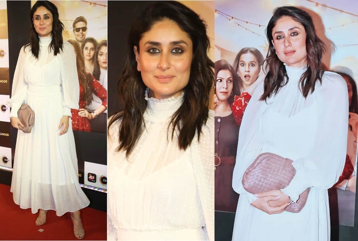 kareena kapoor looks elegant in white dress with karishma in mentalhood screening