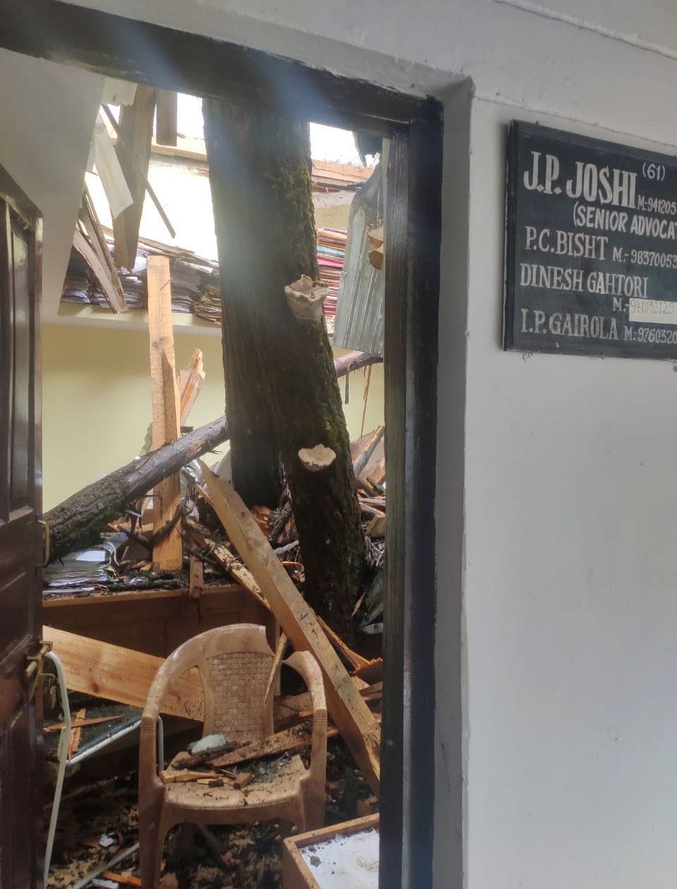 Chamber damaged by falling tree branch in High Court premises