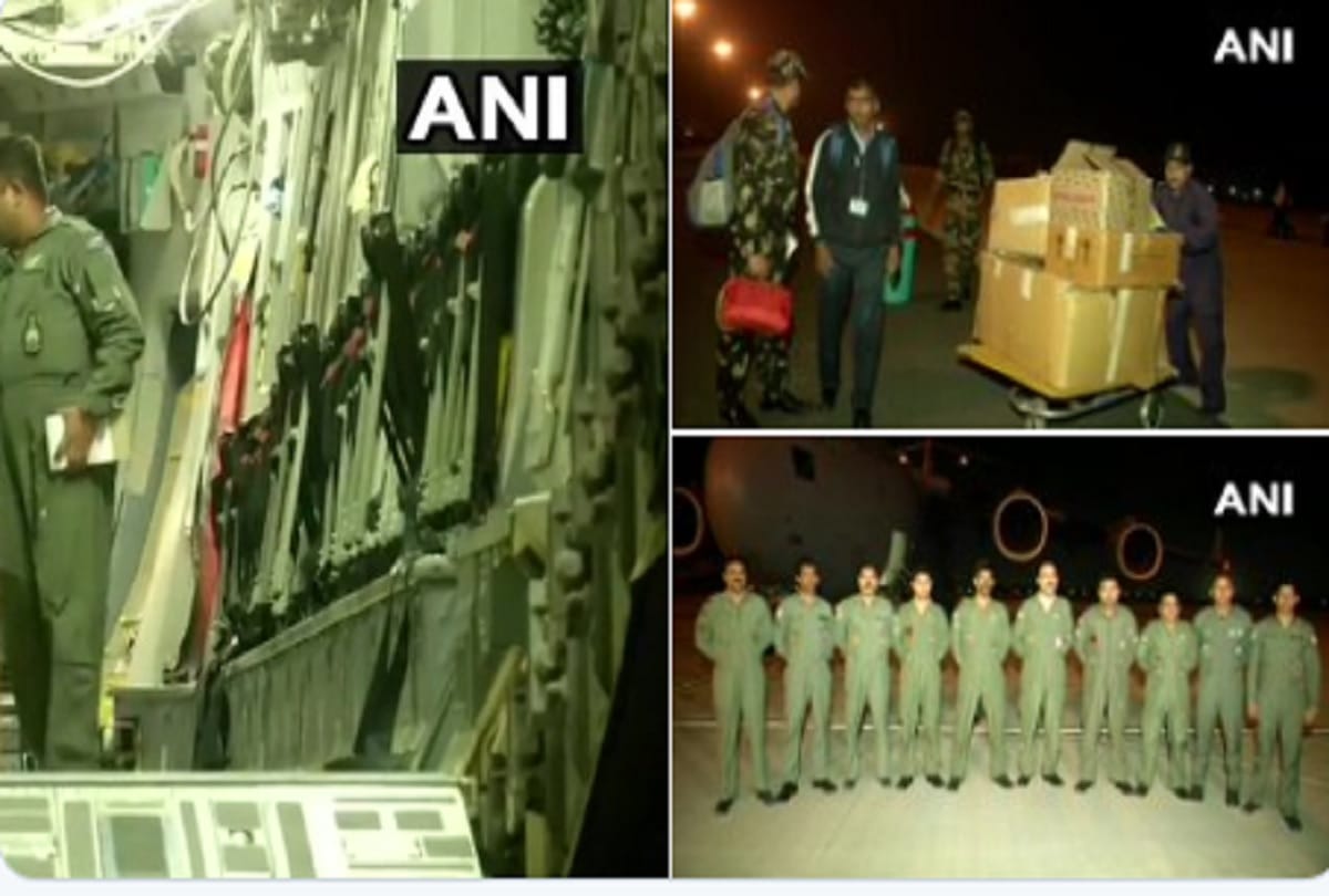 Ghaziabad  Indian Air Force C-17 Globemaster transport aircraft going to Iran