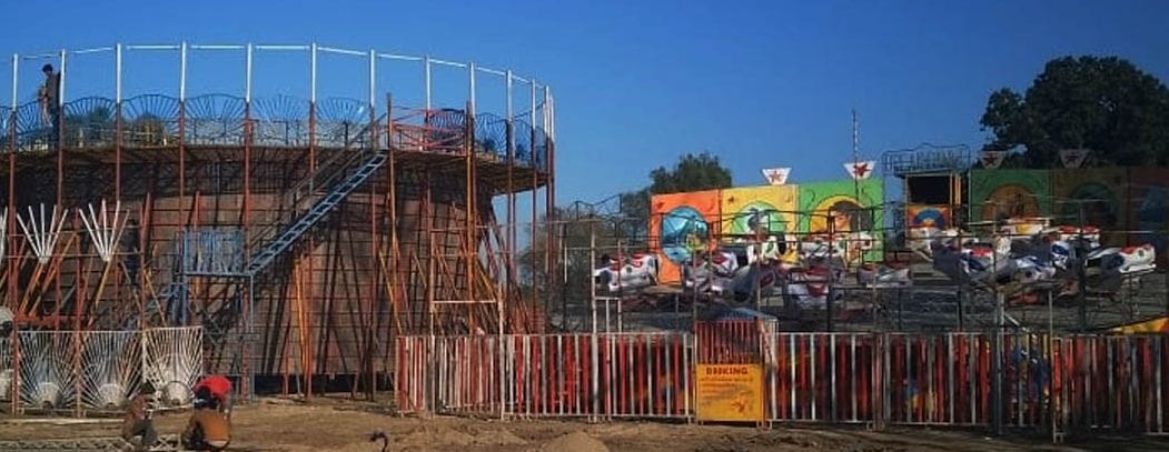 Colorful swings for Ghat fair in Charthawal